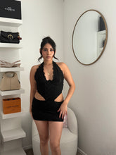 Load image into Gallery viewer, Velvet lace mini dress