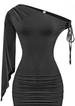 Load image into Gallery viewer, Midnight Muse One-Shoulder Dress
