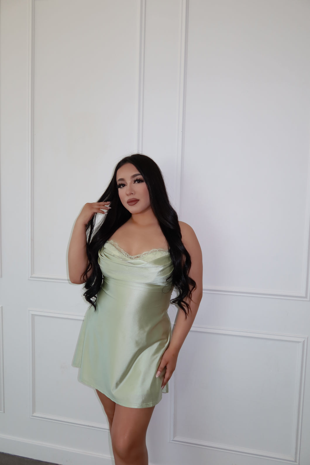Luxe Satin Lace A-Line Dress