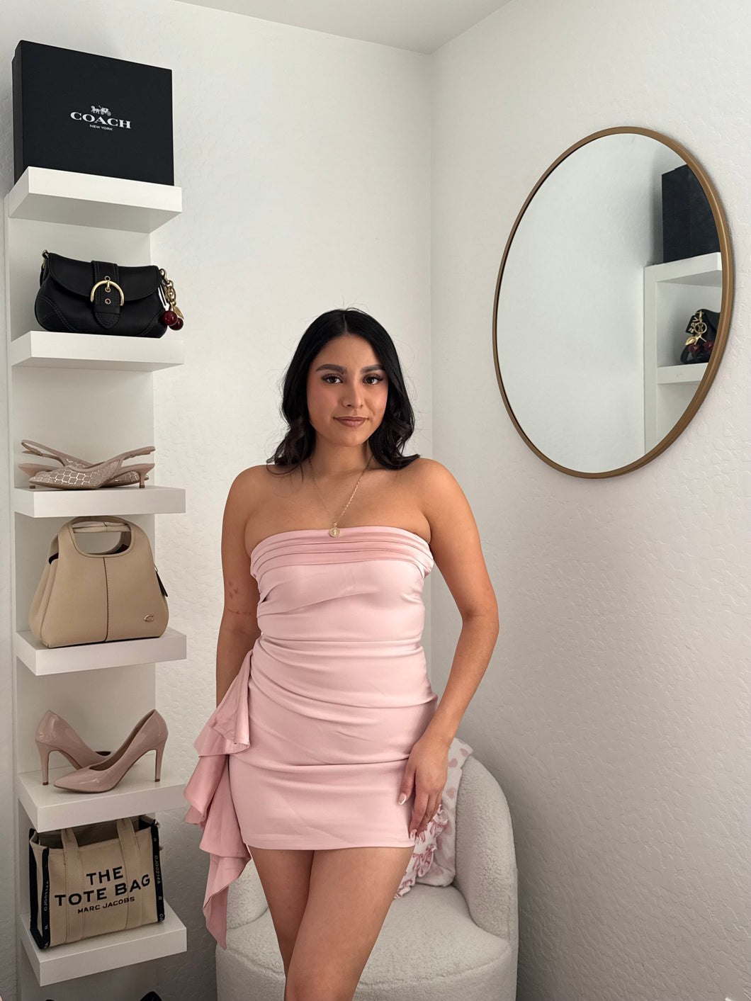 The ruffled draped mini dress