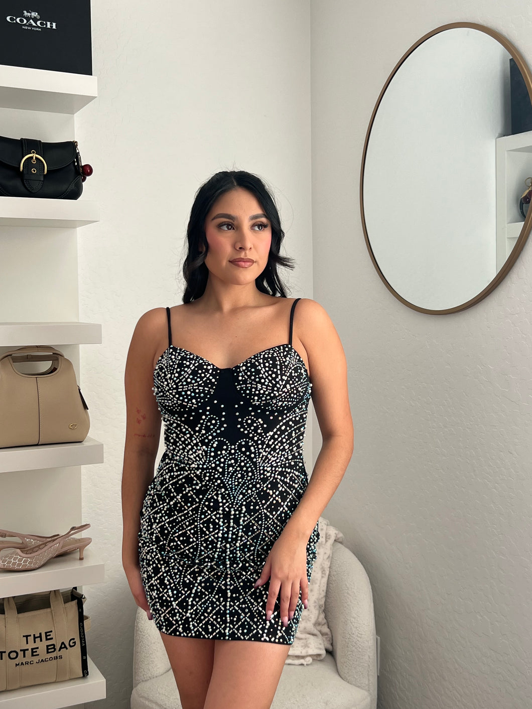 Crystal luxe mini dress